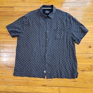 Nat Nast Silk Blend Button Up Shirt Blue Aztec XL